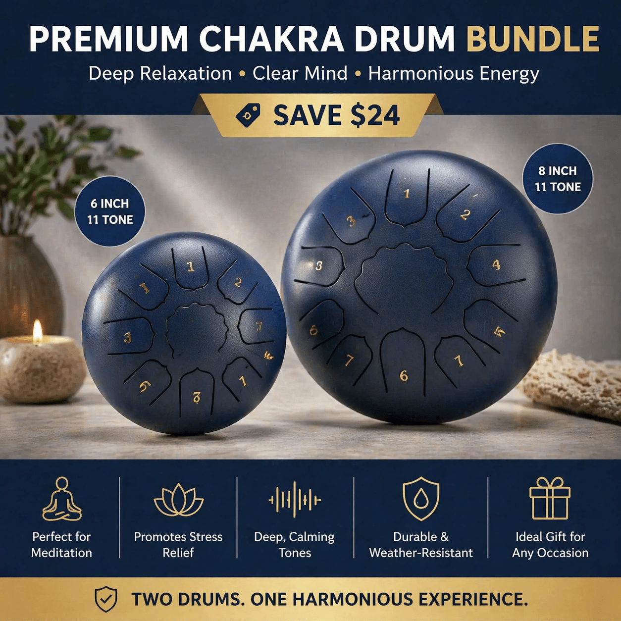 🔥 Premium Chakra Drum Bundle (Save $24) - Rainzio
